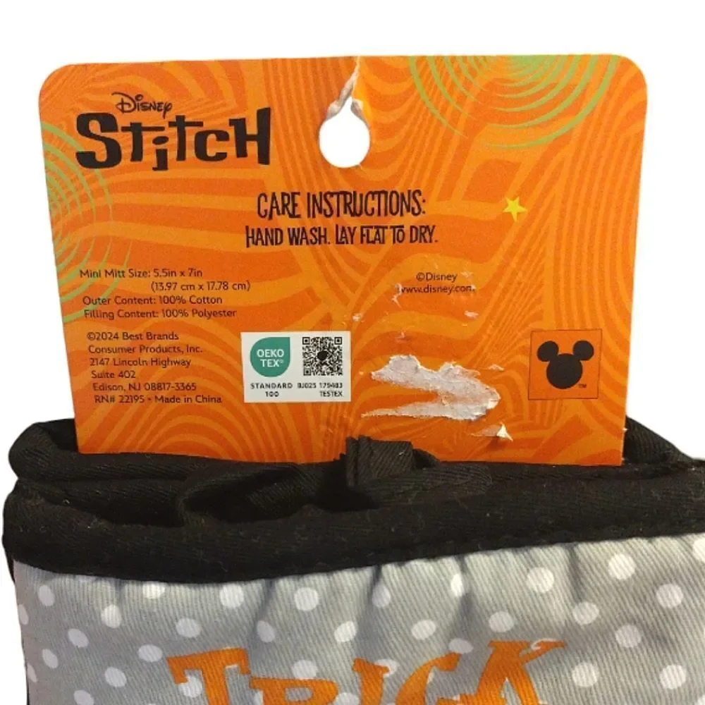 Disney Stitch‎ Halloween Trick Or Treat Print 2 Pack Mini Oven Mitts Set NWT